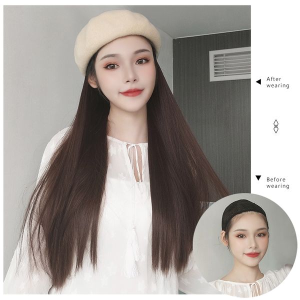 berets yyoufu long curly/straight wig with hat hip hop synthetic adjustable baseball cap natural fake hair for women, Blue;gray
berets yyoufu long curly/straight wig with hat hip hop synthetic adjustable baseball cap natural fake hair for women, Blue;gray