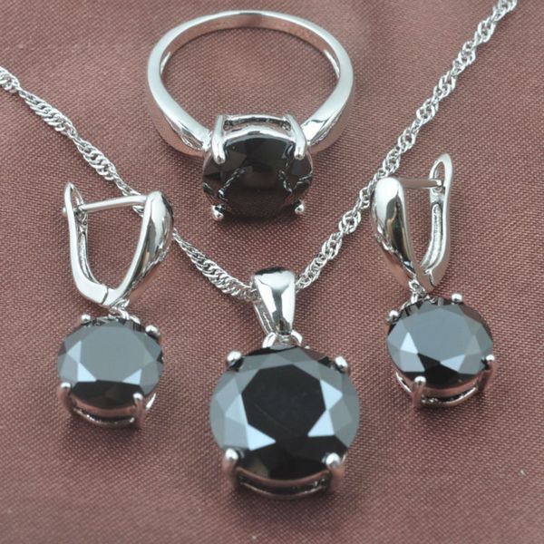 women's black zirconia jewelry sets silver color necklace round design pendant earrings rings sell tz0218
women's black zirconia jewelry sets silver color necklace round design pendant earrings rings sell tz0218