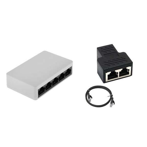 5 ports 10/100mbps fast ethernet network switching hub without power adapter + rj45 y splitter plug adapter
5 ports 10/100mbps fast ethernet network switching hub without power adapter + rj45 y splitter plug adapter