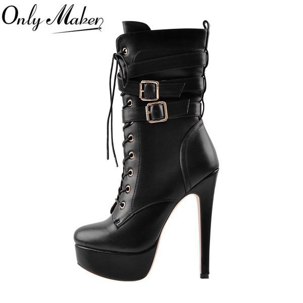 onlymaker women's platform black matte lace up ankle booties 16cm high thin heel fashion stiletto buckle side zip short boots
onlymaker women's platform black matte lace up ankle booties 16cm high thin heel fashion stiletto buckle side zip short boots
