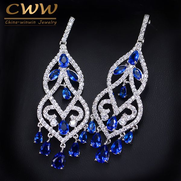 dangle & chandelier cwwzircons european blue cubic zirconia crystal tassel drop long earring wedding prom jewelry for women cz116, Silver
dangle & chandelier cwwzircons european blue cubic zirconia crystal tassel drop long earring wedding prom jewelry for women cz116, Silver