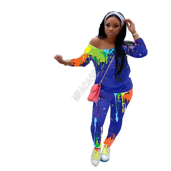 women tracksuit graffiti splash ink diagonal shoulder long sleeve t shirt pants leggings two pieces outfits painting sportswear d91601, White
women tracksuit graffiti splash ink diagonal shoulder long sleeve t shirt pants leggings two pieces outfits painting sportswear d91601, White
