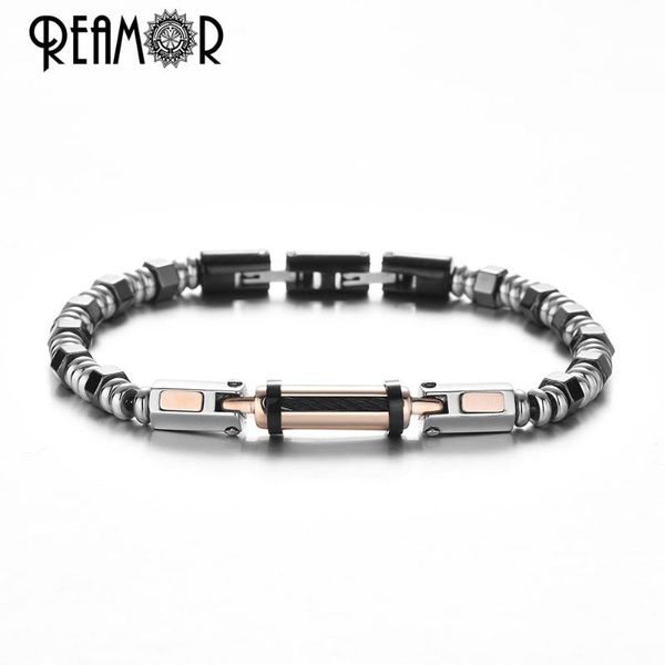 link, chain reamor 2021 rose golden stainless steel connector bracelets silver color hematite detachable clasp for men jewelry, Black
link, chain reamor 2021 rose golden stainless steel connector bracelets silver color hematite detachable clasp for men jewelry, Black