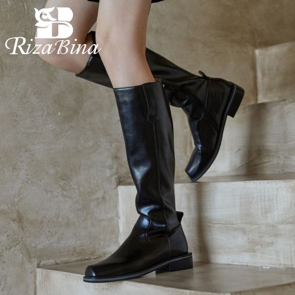 boots rizabina real leather women knee flats square toe zipper shoes warm winter fashion party footwear size 34-40, Black
boots rizabina real leather women knee flats square toe zipper shoes warm winter fashion party footwear size 34-40, Black