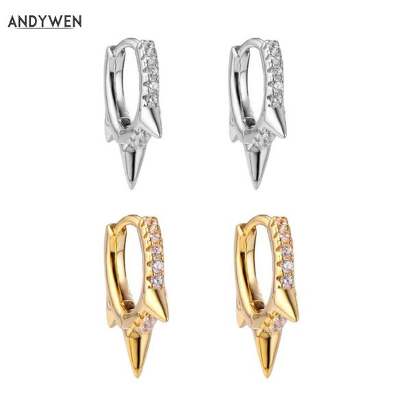 andywen 925 sterling silver 7.3mm spike pave huggie earrings mini hoops women crystal luxury circle ring loops jewelry, Golden;silver 
andywen 925 sterling silver 7.3mm spike pave huggie earrings mini hoops women crystal luxury circle ring loops jewelry, Golden;silver