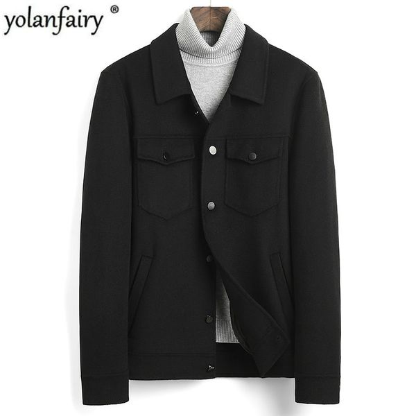 men's wool & blends double-sided coat men jacket spring autumn woolen handmade korean short mens overcoat coats and jackets 4990 kj3592, Black
men's wool & blends double-sided coat men jacket spring autumn woolen handmade korean short mens overcoat coats and jackets 4990 kj3592, Black