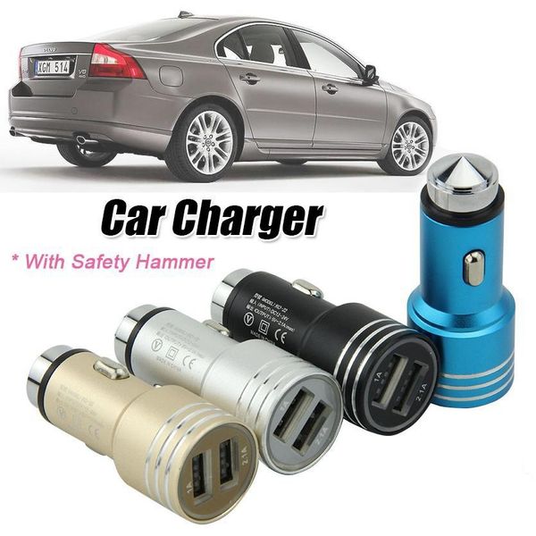 metal safty hammer car chargers 5v 2.1a dual usb charger universal adapter 1.8a for real for smart phone
metal safty hammer car chargers 5v 2.1a dual usb charger universal adapter 1.8a for real for smart phone