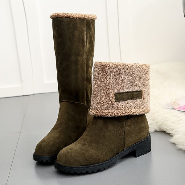tumed-over edge winter outdoor keep warm fur boots waterproof women's snow boots thick heel with round head short boot o3-97, Black
tumed-over edge winter outdoor keep warm fur boots waterproof women's snow boots thick heel with round head short boot o3-97, Black