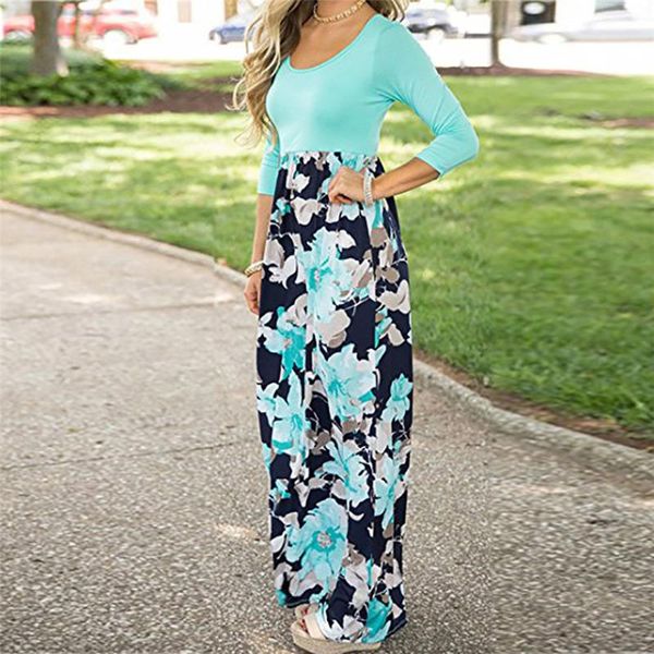 summer dress women's floral print three quarter sleeve casual tunic long boho maxi dress fashion o-neck floor-length, Black;gray
summer dress women's floral print three quarter sleeve casual tunic long boho maxi dress fashion o-neck floor-length, Black;gray
