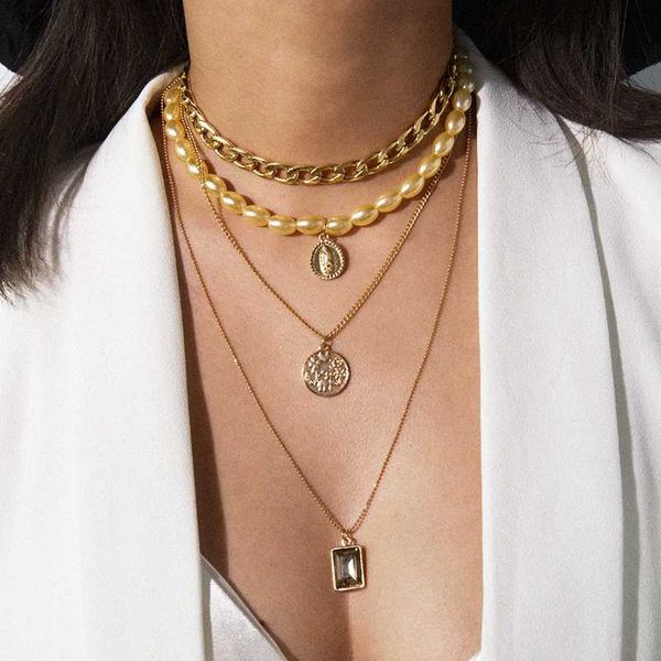 vintage colorful imitation pearls figure square gem pendant necklace women temperament multilayer geometric necklace jewelry, Silver
vintage colorful imitation pearls figure square gem pendant necklace women temperament multilayer geometric necklace jewelry, Silver