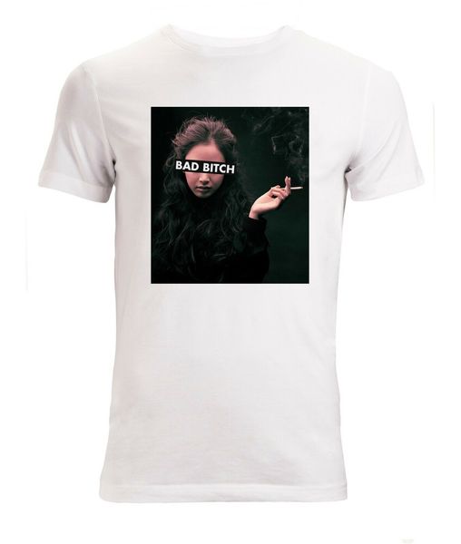 bad bitch smoking cigarette p art men (woman available) t shirt white