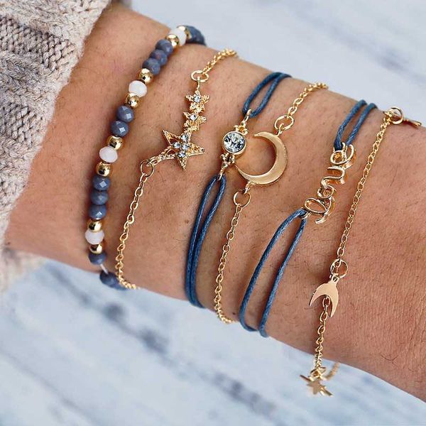 6pcs/set charm bracelet love star moon crescent bead bracelets for women fashion anklet bracelet wedding jewelry birthday gifts, Golden;silver
6pcs/set charm bracelet love star moon crescent bead bracelets for women fashion anklet bracelet wedding jewelry birthday gifts, Golden;silver