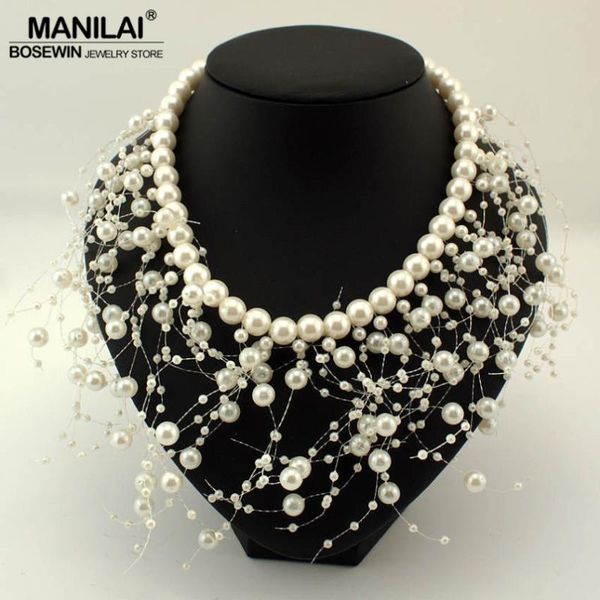 manilai fashion imitation pearls tassel necklace women bib cluster jewelry choker collar wedding statement necklaces & pendants, Golden;silver
manilai fashion imitation pearls tassel necklace women bib cluster jewelry choker collar wedding statement necklaces & pendants, Golden;silver
