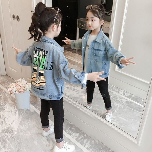girls denim jacket 2020 new spring autumn wear children's denim foreign net red children's clothing little girl 12, Blue;gray 
girls denim jacket 2020 new spring autumn wear children's denim foreign net red children's clothing little girl 12, Blue;gray