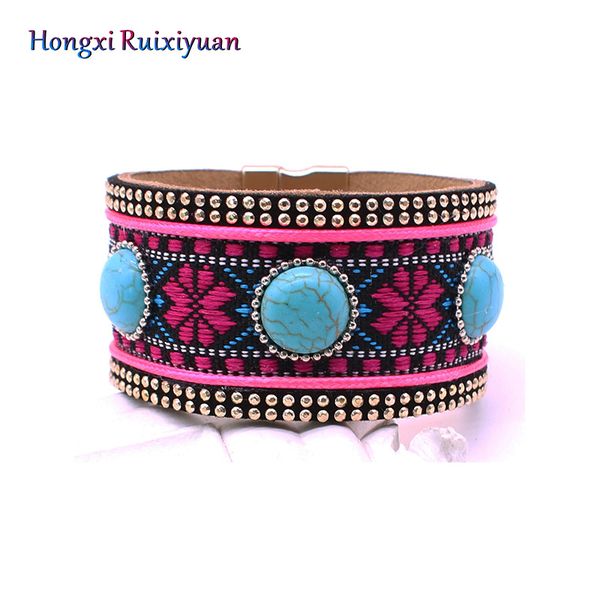 leather magnet bracelet bohemian leather crystal ladies bracelet & bangle vintage embroidered pattern jewelry, Black
leather magnet bracelet bohemian leather crystal ladies bracelet & bangle vintage embroidered pattern jewelry, Black