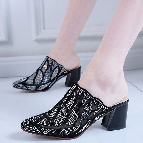 summer new diamond nets yarn ins with half slippers outside women wear baotou joker thick with cool fashion slippers, Black
summer new diamond nets yarn ins with half slippers outside women wear baotou joker thick with cool fashion slippers, Black