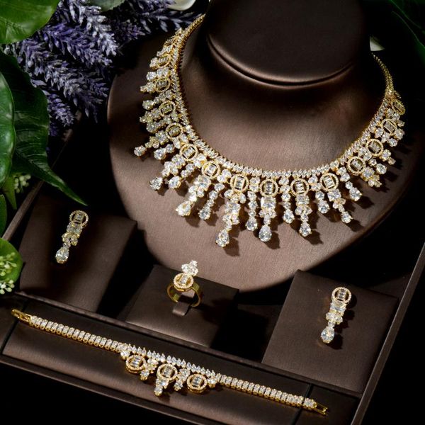 hibride exclusive clear crystal charm 4pcs necklace earrings new shining dubai party wedding dairy jewelry sets for ladiesn-1520, Silver
hibride exclusive clear crystal charm 4pcs necklace earrings new shining dubai party wedding dairy jewelry sets for ladiesn-1520, Silver