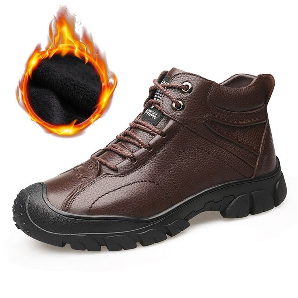 genuine leather shoes men winter boots 2020 warm plush for cold winter men ankle boots fashion cow leather male booties a1866, Black 
genuine leather shoes men winter boots 2020 warm plush for cold winter men ankle boots fashion cow leather male booties a1866, Black