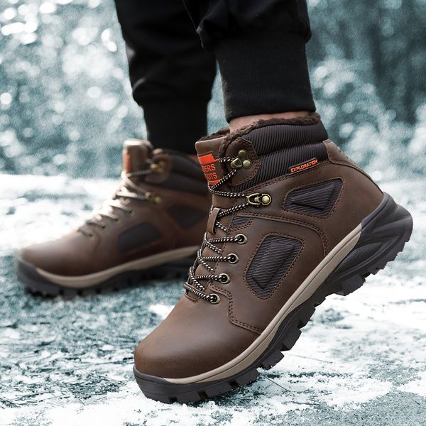 men winter snow boots waterproof leather sneakers super warm men outdoor male hiking boots work shoes 40-46, Black
men winter snow boots waterproof leather sneakers super warm men outdoor male hiking boots work shoes 40-46, Black