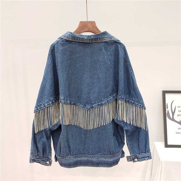 women's jackets 2021 spring autumn loose-fit big yards denim jacket chain tassels locomotive jeans coat leisuer jean coats, Black;brown
women's jackets 2021 spring autumn loose-fit big yards denim jacket chain tassels locomotive jeans coat leisuer jean coats, Black;brown