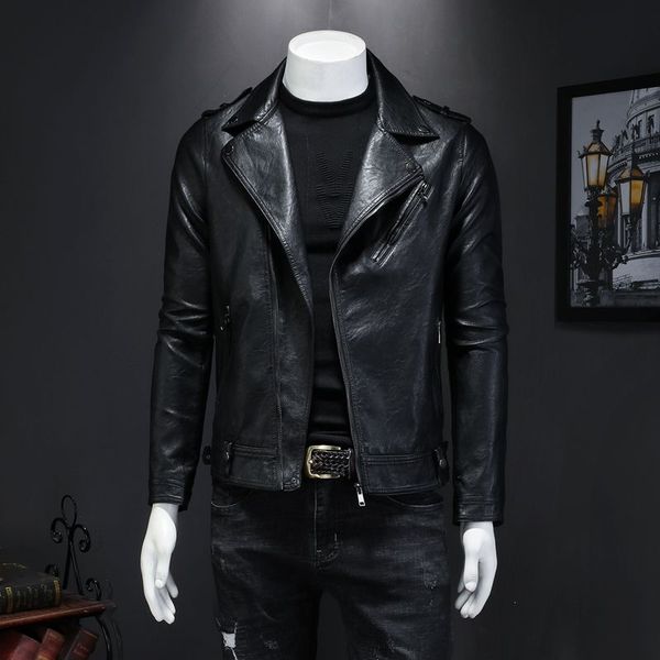 2020 new autumn man design motorcycle bomber leather coats men turn-down collar slim fit male leather short solid jacket k146, Black
2020 new autumn man design motorcycle bomber leather coats men turn-down collar slim fit male leather short solid jacket k146, Black