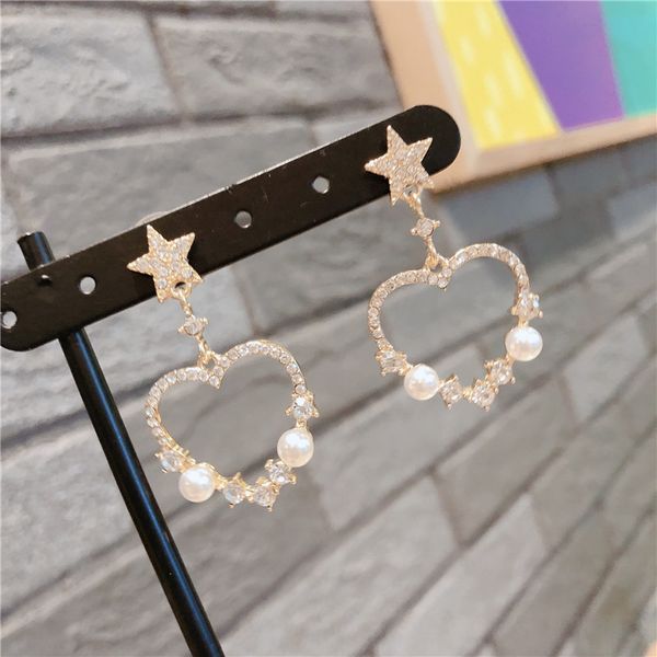 shiny side new accessories pierced heart stud earrings for women simple style gift crystal star pearl earrings, Golden;silver
shiny side new accessories pierced heart stud earrings for women simple style gift crystal star pearl earrings, Golden;silver