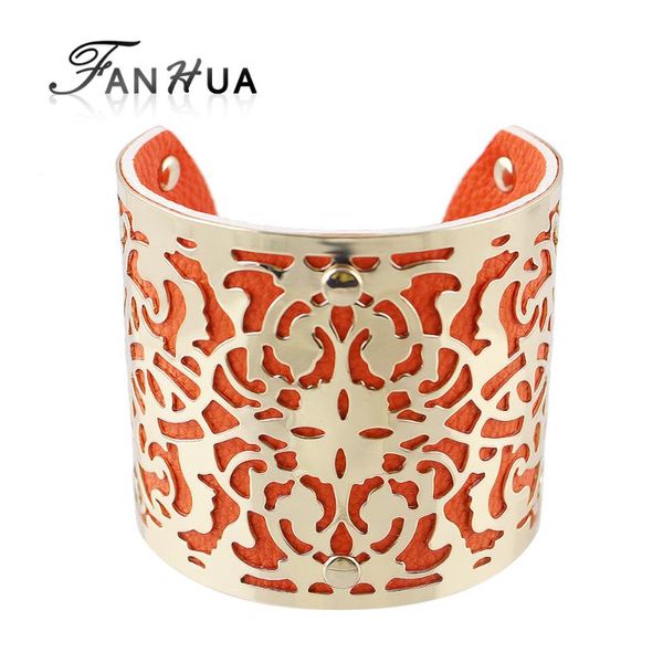 fanhua pink orange pu leather gold-color hollow out punk rock cuff bracelets bangles new fashion bijoux, Black
fanhua pink orange pu leather gold-color hollow out punk rock cuff bracelets bangles new fashion bijoux, Black