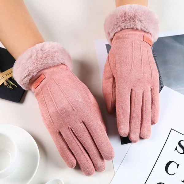 fashion women' gloves in autumn and winter windproof warm plus velvet gloves, Blue;gray