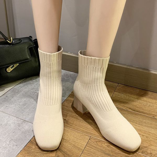boots autumn soft knitted elastic socks women fashion square toe thick heel ankle woman yellow slip on botas mujer, Black
boots autumn soft knitted elastic socks women fashion square toe thick heel ankle woman yellow slip on botas mujer, Black