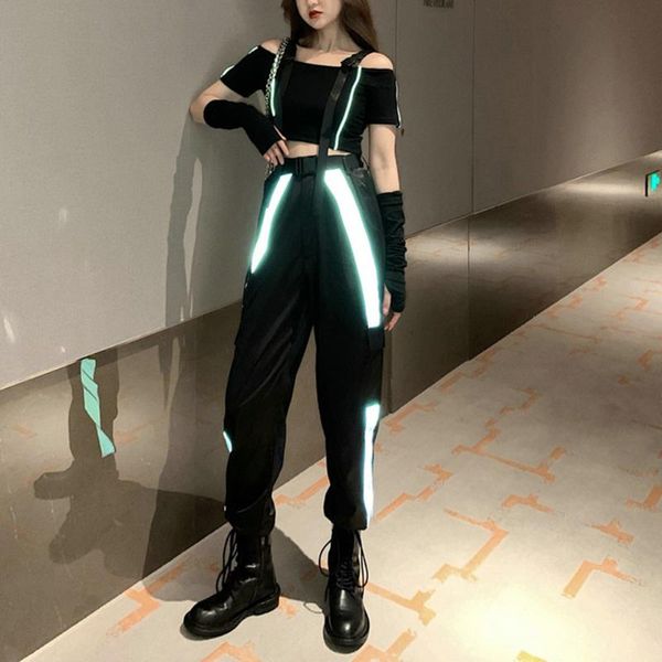 wish female reflective patchwork cargo trousers mid rise workout pants with belt hip hop streetwear autumn fashion, Black;white
wish female reflective patchwork cargo trousers mid rise workout pants with belt hip hop streetwear autumn fashion, Black;white