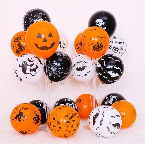 12inch Halloween Balloon Decorative Balloons Festival Party Supplies Skull Pumkin Ghost Bat Cartoon Print Balloons Latex Airballoon D9713