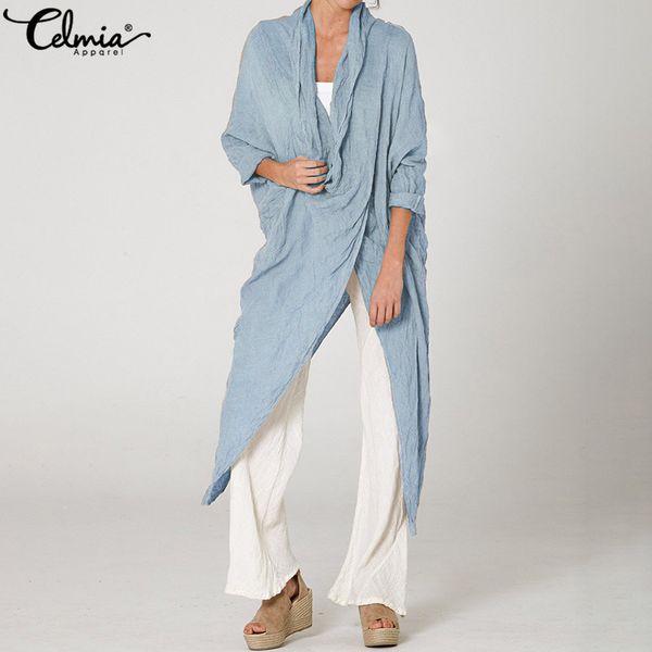 women's blouses & shirts celmia fashion women ladies long shirt casual cowl neck sleeve loose asymmetrical summer blusas femininas plus, White
women's blouses & shirts celmia fashion women ladies long shirt casual cowl neck sleeve loose asymmetrical summer blusas femininas plus, White