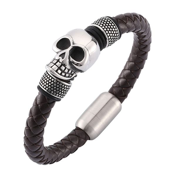 fashion brown braided leather men bracelet skull men jewelry stainless steel magnetic buckle male leather wristband c0152, Golden;silver
fashion brown braided leather men bracelet skull men jewelry stainless steel magnetic buckle male leather wristband c0152, Golden;silver