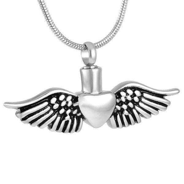 ijd8495 stainless steel angel heart cremation necklace for ashes urn memorial keepsake pendant jewelry, Silver
ijd8495 stainless steel angel heart cremation necklace for ashes urn memorial keepsake pendant jewelry, Silver