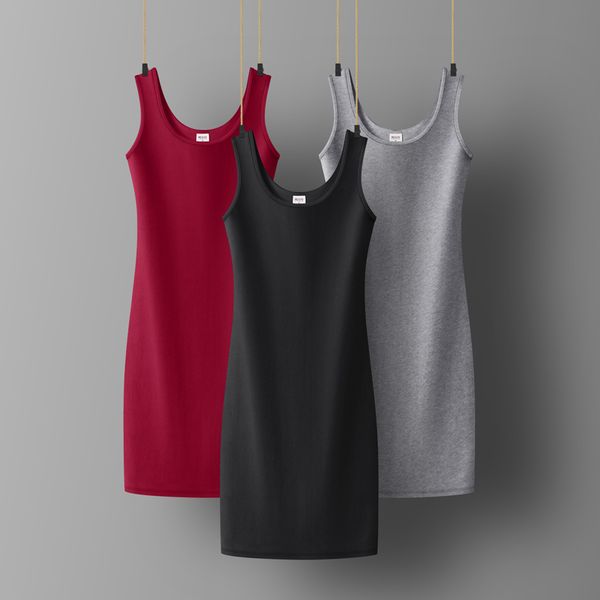 casual dresses spring summer woman cotton soft tank dress satin camisole elastic female home beach, Black;gray
casual dresses spring summer woman cotton soft tank dress satin camisole elastic female home beach, Black;gray