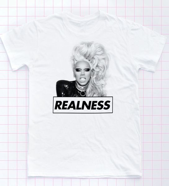 rupaul realness t-shirt drag race gay tee lgbt pride queen tumblr slogan brand t shirt men fashion