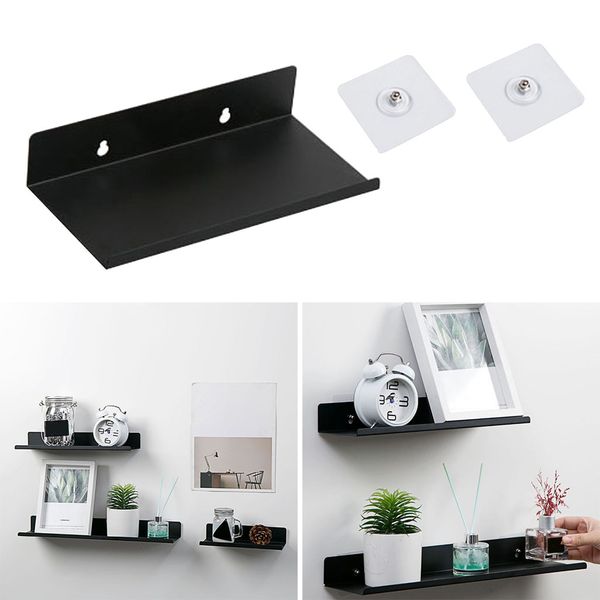 Carbon Steel Wall Mounted Shelf, Kids Floating Bookshelf Storage Rack For Room Kitchen Office Bathroom Display Home Organizer