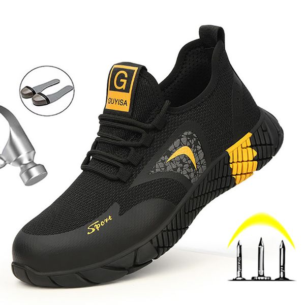 work boots safety steel toe shoes men breathable air mesh anti-stab steel toe cap anti-smashing construction safety sneakers, Black
work boots safety steel toe shoes men breathable air mesh anti-stab steel toe cap anti-smashing construction safety sneakers, Black