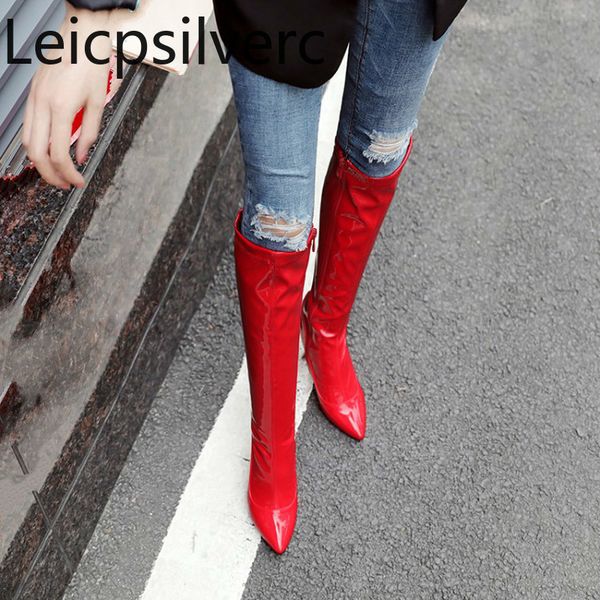 women's boots winter new style fashion solid pointed zipper fine heel high heel women's high boots plus size 32-48, Black
women's boots winter new style fashion solid pointed zipper fine heel high heel women's high boots plus size 32-48, Black