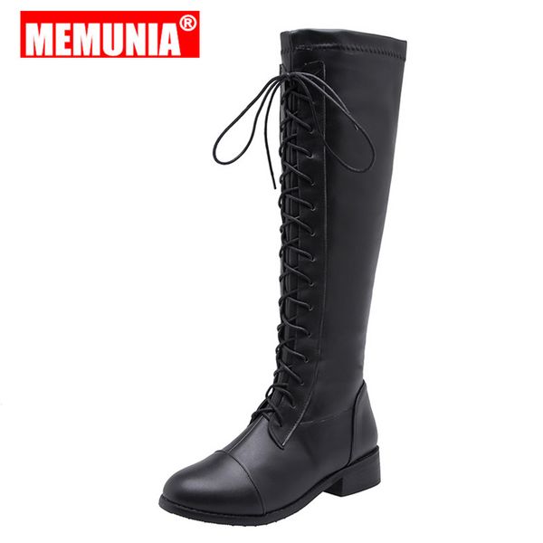 memunia 2020 new fashion women's boots lace up square low heel winter boots fashion solid color knee high women shoes, Black
memunia 2020 new fashion women's boots lace up square low heel winter boots fashion solid color knee high women shoes, Black