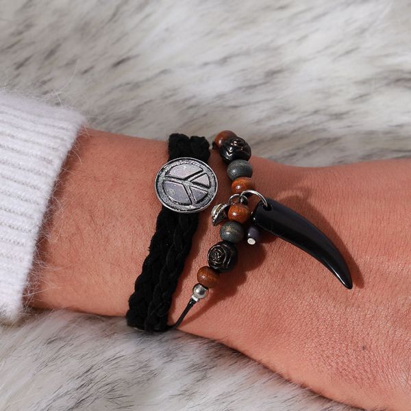 tennis vintage style horn woven cow leather wrap bracelet brown black beads pendant men women fashion jewelry gift, Golden;silver
tennis vintage style horn woven cow leather wrap bracelet brown black beads pendant men women fashion jewelry gift, Golden;silver