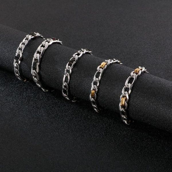 8/9mm width 8mm hip hop figaro black gold decorative buttons bracelet miami link chain charm bracelet jewelry 20/22cm, Golden;silver 
8/9mm width 8mm hip hop figaro black gold decorative buttons bracelet miami link chain charm bracelet jewelry 20/22cm, Golden;silver