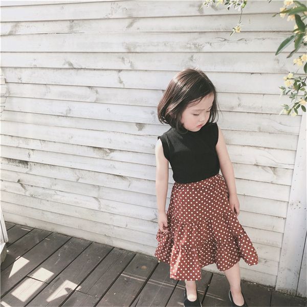 girls clothes set fashion black sleeveless shirt and dot brown skirt elegant baby kids clothing sets new brand kids wear clothes, White
girls clothes set fashion black sleeveless shirt and dot brown skirt elegant baby kids clothing sets new brand kids wear clothes, White