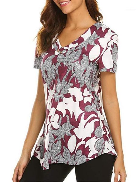 tshirts short sleeve fashion floral print womens female clothing loose v neck print long womens, White
tshirts short sleeve fashion floral print womens female clothing loose v neck print long womens, White