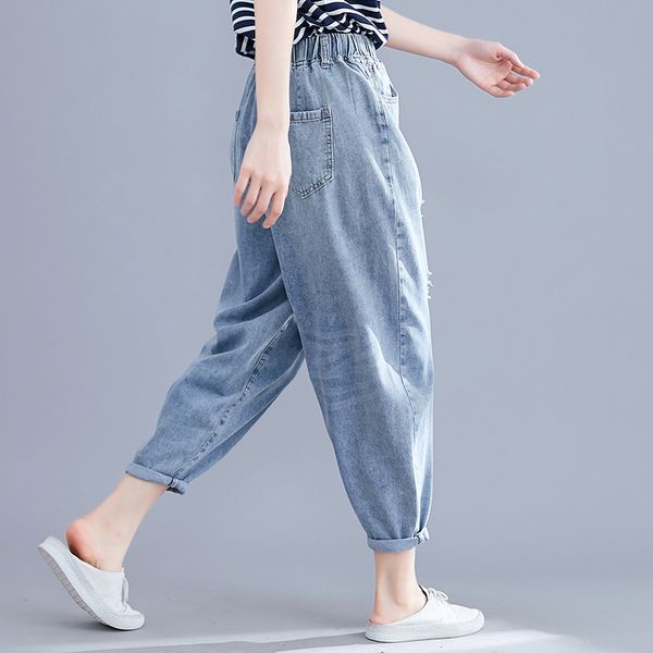 women's jeans casual all match women 2021 summer high waist harem ankle length female quality, Blue
women's jeans casual all match women 2021 summer high waist harem ankle length female quality, Blue