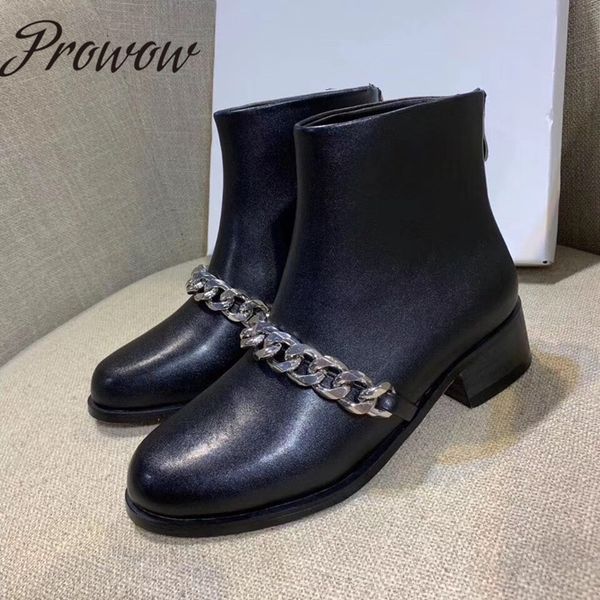ollymurs real leather round toe metal chain ankle boots zip back thick heel low heel autumn winter boots shoes women, Black
ollymurs real leather round toe metal chain ankle boots zip back thick heel low heel autumn winter boots shoes women, Black