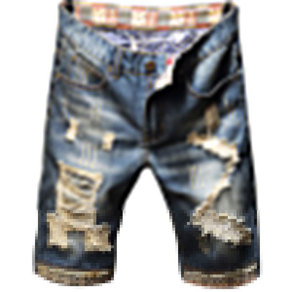 men's jeans male casual fashion summer holes ripped denim shorts trendy patchwork knee length beggar capri, Blue
men's jeans male casual fashion summer holes ripped denim shorts trendy patchwork knee length beggar capri, Blue
