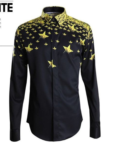 mens designer stars shirts long sleeve with buttons fashion spring autumn lapel neck homme tees, White;black
mens designer stars shirts long sleeve with buttons fashion spring autumn lapel neck homme tees, White;black