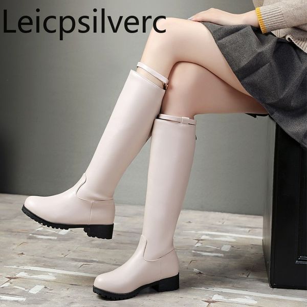 boots women's autumn and winter the round head zipper metal decoration low-heeled high tube shoes plus size 35-48, Black
boots women's autumn and winter the round head zipper metal decoration low-heeled high tube shoes plus size 35-48, Black