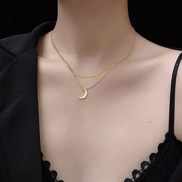 elegant gold plated stainless steel multi-layer chains necklace women jewelry on the neck, fashion woman moon pendants necklaces, Silver
elegant gold plated stainless steel multi-layer chains necklace women jewelry on the neck, fashion woman moon pendants necklaces, Silver